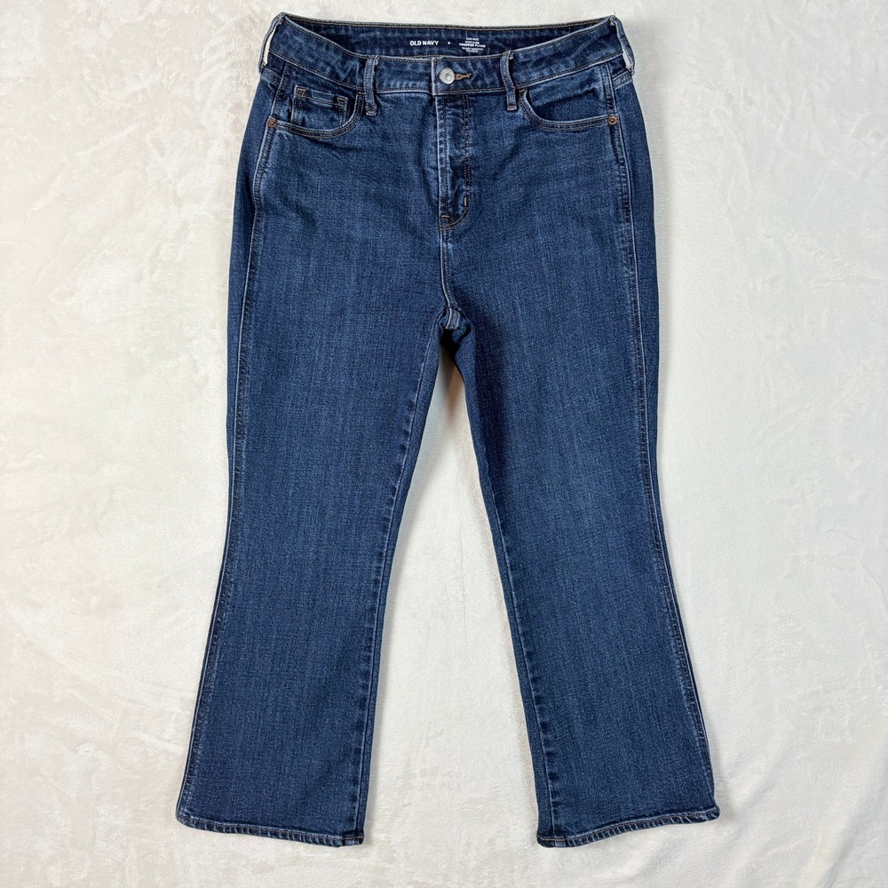 Old Navy Vintage‎ Cropped Flare Jeans Womens 8 Blue Excellent High Rise Stretch